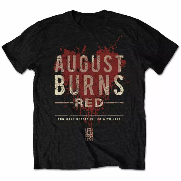 

august burns red hearts filled licensed men t-shirt, White;black