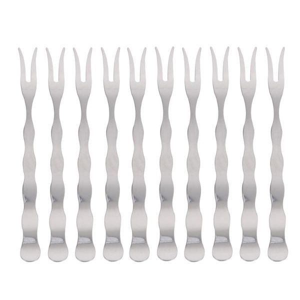

forks 10 pcs household fruit useful ripple dessert portable tableware