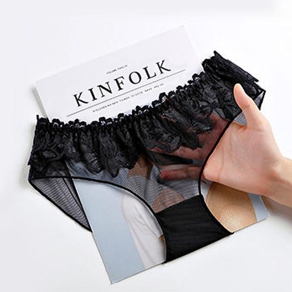 

women's panties women full transparent underwear thin mesh lace femela briefs underpants temptation ladies seamless pants, Black;pink