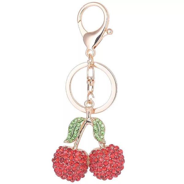 

keychains creative crystal fruit cherry keychain alloy car key ring female bag pendant accessories chains, Silver