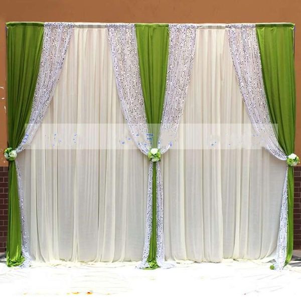 

party decoration 10ftx20ft luxury sequin edge wedding backdrop white curtain with swags stage birthday wall decoratons props
