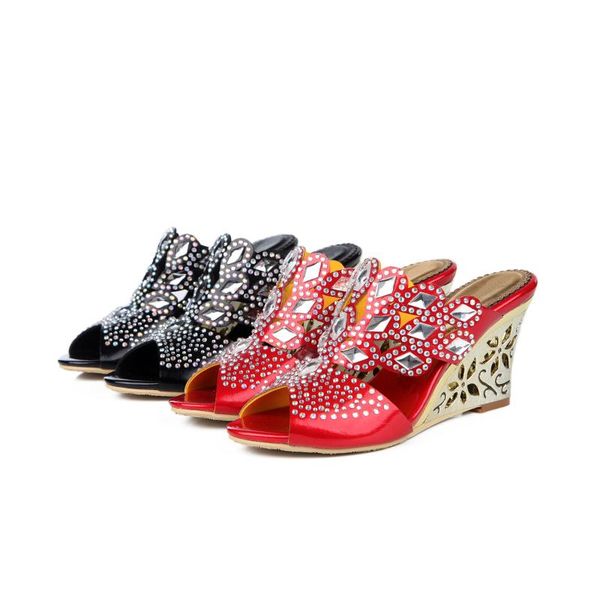 

christia bella open toe high heels women shoes bohemian style large size fashion pumps formal party slippers sandals, Black