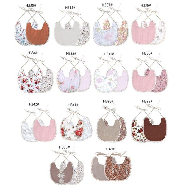 

baby bib infant burp cloths toddler cotton kid floral towel dinner feeding double-deck cute girl bibs &
