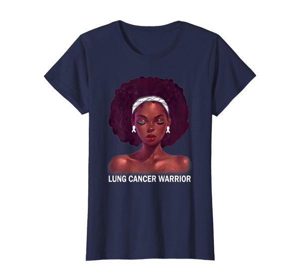 

womens afro african american black woman lung cancer warrior t-shirt, White;black
