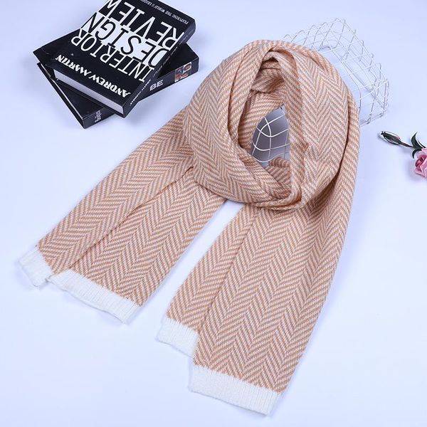 

autumn and winter herringbone knitted scarf korean fashion classic women's warm neck scarves, Blue;gray