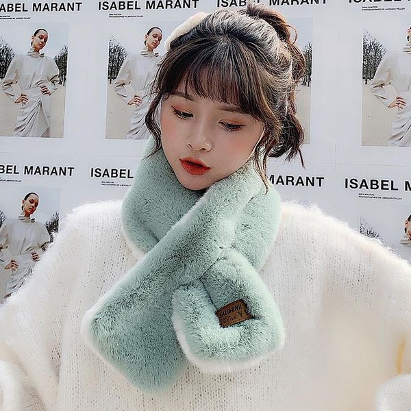 

scarves autumn and winter women's version of hair scarf two color versatile plush collar net red warm neck cover, Blue;gray