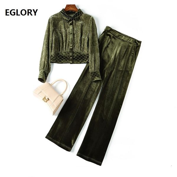 

pant autumn winter fashion tracksuits women lurex embroidery stitching flower patterns veet coat+full length velour pant, Black;white