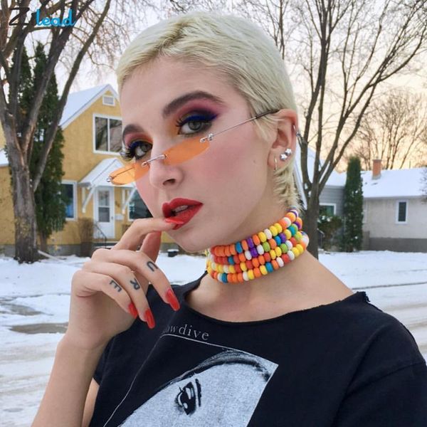 

zilead alloy frameless sunglasses color transparent lens glasses fashion square frame with bag 9 colors, White;black