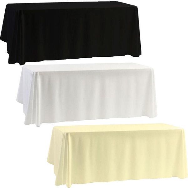 

factory supply 70" x 90" polyester tablecloth table cover cloth white black ivory-wedding party