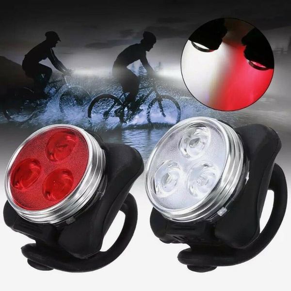 

mountain bike light white front + red tail lamp 3 led usb rechaeging clip cycling safety accessories lights