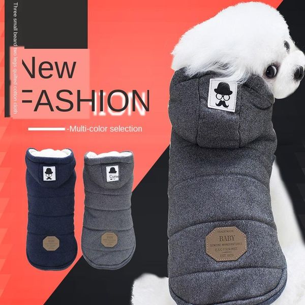 

dog apparel pet clothes mustache cotton wool hooded leg teddy small vest
