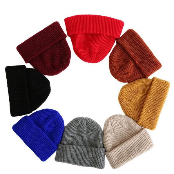 

women beanie hat warm autumn wool knit cuff watch cap for girls spring skull hats men wholesale beanies