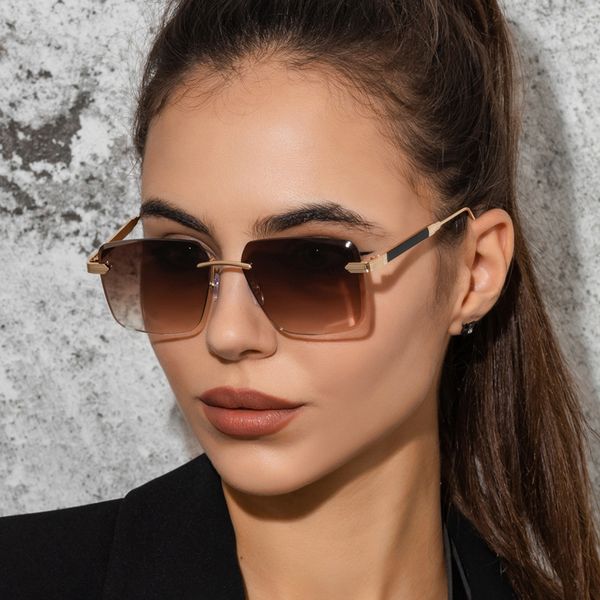

square sunglass women fashion metal rimls diamond cut sunglass vintage shad eyewear cool decoration vocation s21219, White;black