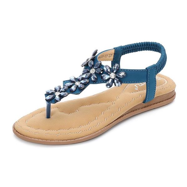 

bohemian crystal sandals women shoes rhinestone lady flip flops slip on tong female flat beach shoe, Black