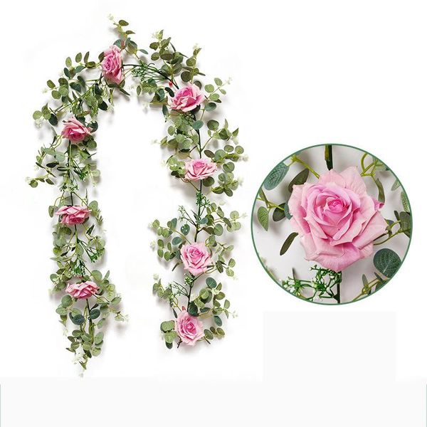 

decorative flowers & wreaths 6ft wedding arch arrangement artificial rose vine fake flower garland decorations hanging eucalyptus champagne