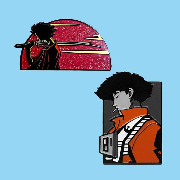 

pins, brooches cartoon anime cowboy bebop spike hard enamel brooch pins badge collar lapel alloy metal fashion jewelry accessories, Gray