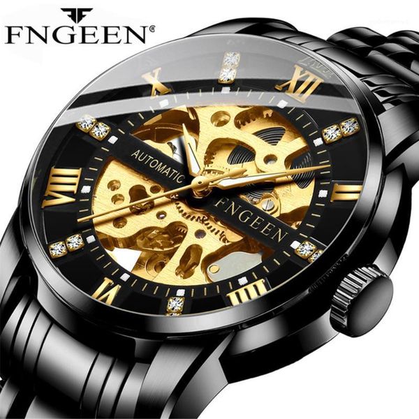 

brand transparent fashion mechanical skeleton wrist watch men automatic clock waterproof relogio masculino 2021 wristwatches, Slivery;brown