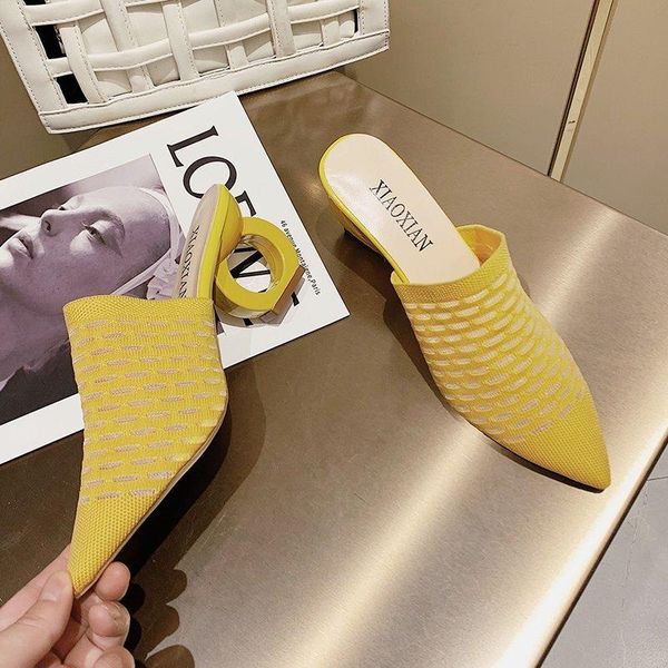 

largr size 35-43 2021 summer high heels women slippers o style heel novel shoes woman non-slip lady fashion flip flops, Black