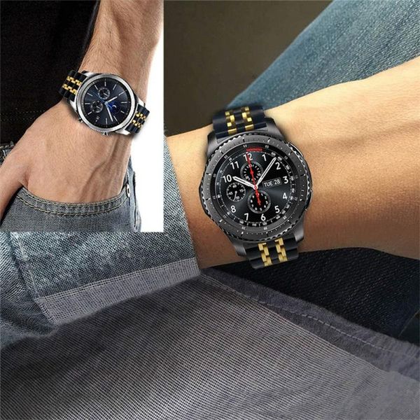 

watch bands metal strap for galaxy watch3 45mm 22mm premium stainless steel loop belt 46mm/gear s3 bracelet, Black;brown