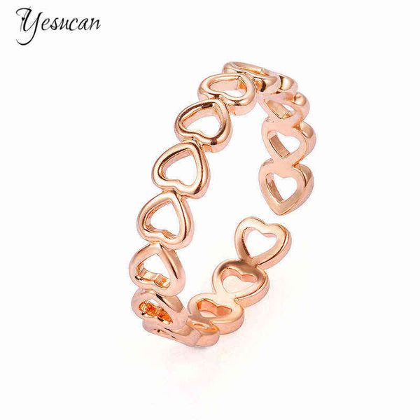 

cute hearts adjustable rings for women original fashion jewelry 2021 trend female gift lover gold silver metal party ring g1125, Slivery;golden