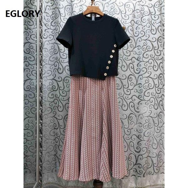 

skirt suits 2021 summer casual 2 piece set women button deco short sleeve +geometric print long sets two dress, White