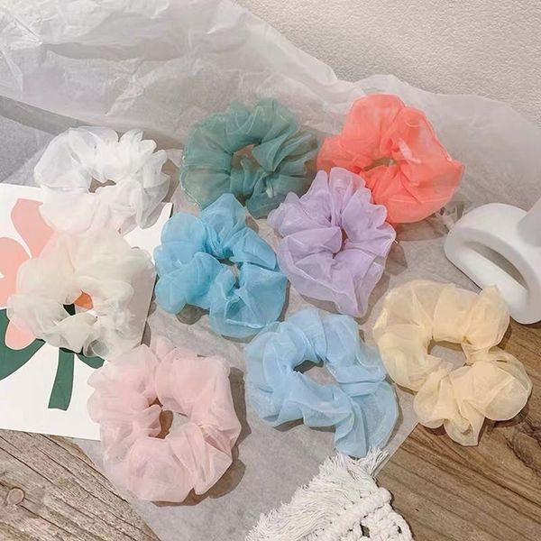 

hair accessories fashion chiffon scrunchies for woman girls solid color sports elastic dance headband rope band ring scrunchie ponytail