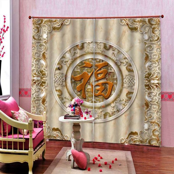 

curtain & drapes custom any size european modern 3d blackout marble pattern golden blessing living room bedroom home decoration