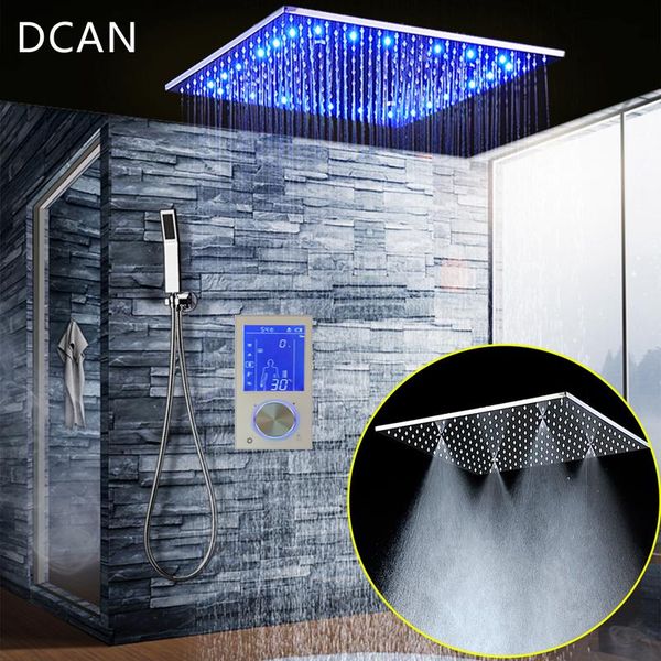 

bathroom 3 ways shower sets intelligent lcd digital concealed 20" spa mist thermostatic led smart shower set touch panel mixer
