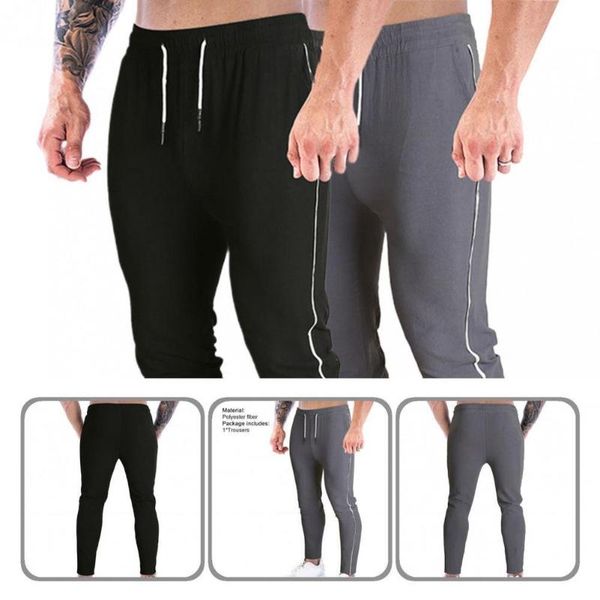 

men's pants anti-shrink great slim mid waist fall trousers comfy sports solid color for doing, Black