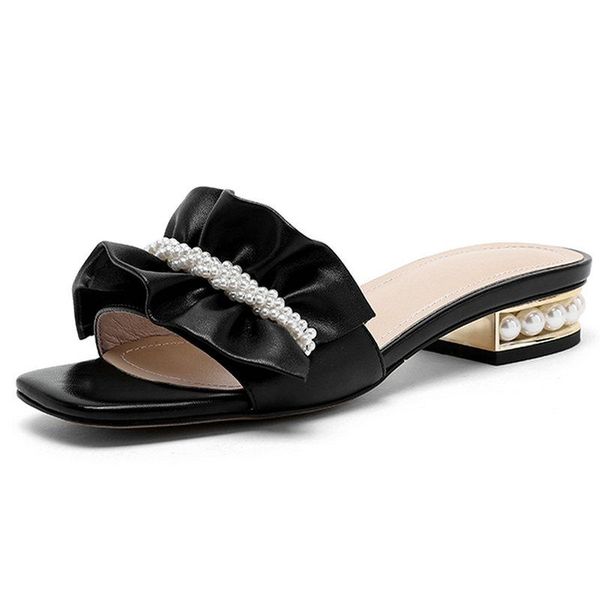 

slippers 2021 fashion crystal heels female concise design elegant shoes woman summer prom casual basic, Black