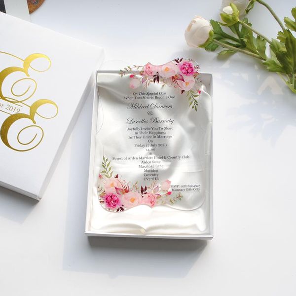 

greeting cards clear flower acrylic card,po customized rectangle card