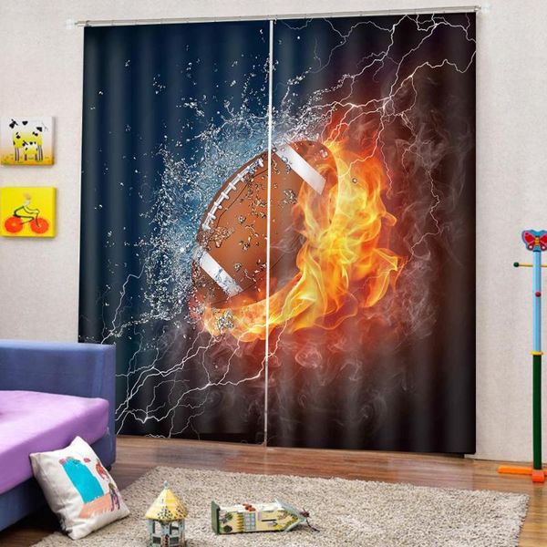 

curtain & drapes creative po custom flame and water basketball 3d blackout for living room bedroom polyester fabric indoor sets