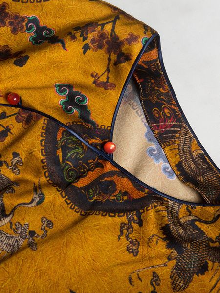 

t shirts spring heavy silk print loose chinese art shirt, White