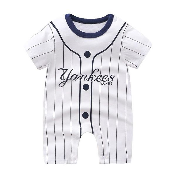 

jumpsuits baby baseball bodysuits 2021 summer clothing toddler girl jumpsuit boys onesie 0-1 years born clothes, Blue