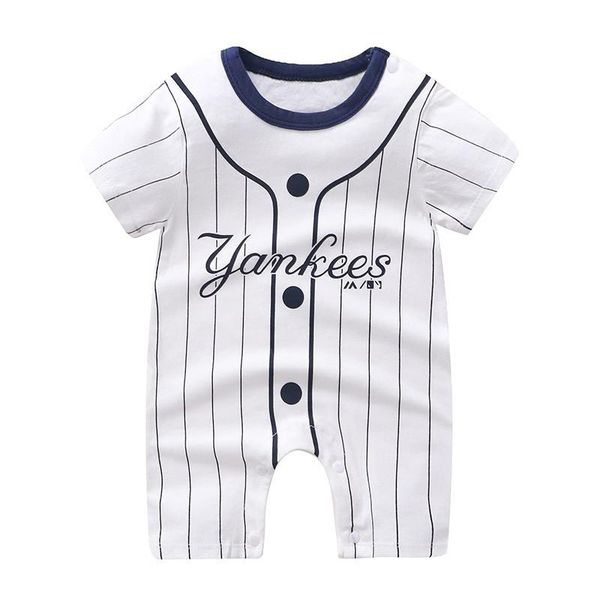 Tulumlar Bebek Beyzbol Bodysuits 2021 Yaz Giyim Toddler Kız Tulum Erkek Onesie 0-1 Yaşında Doğan Giysileri