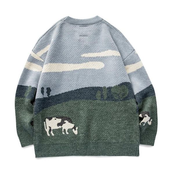 

men's sweaters 2021 fashion winter sweater retro pullover korean casual harajuku clothes, White;black