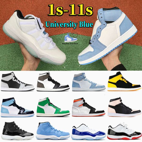 

fashion 1 1s university blue basketball shoes 11 11s 25th anniversary low white bred concord men hyper royal dark mocha unc women sneakers, Black