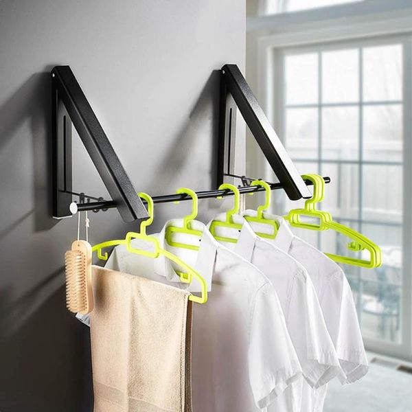 

hangers & racks portable folding clothes hanger el wall-mounted bathroom drying rack household retractable invisible rail