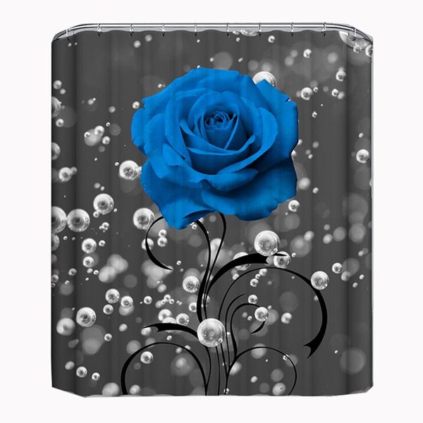 

shower curtains blue rose curtain polyester fabric for bathroom drop bath