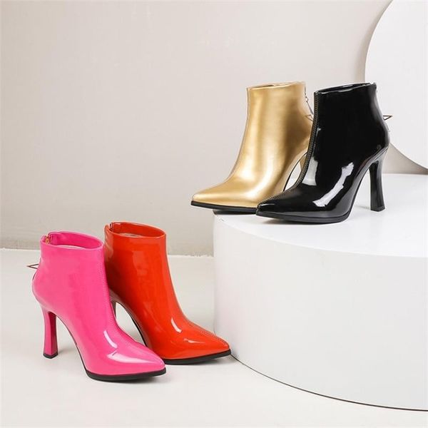 

boots 2021 autumn thin heel high pointed toe short large women's chengdu, Black