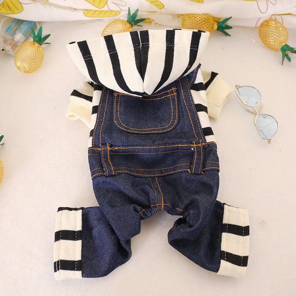 

dog apparel pet clothes black and white wide narrow strap bib pants denim for small four legged jumpsuits