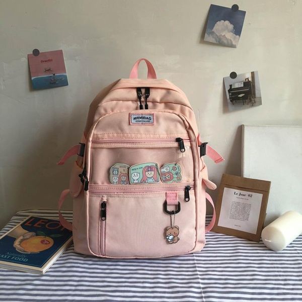 

backpack canvas waterproof rucksack female college style solid color school bag suitable for girls cute casual travel