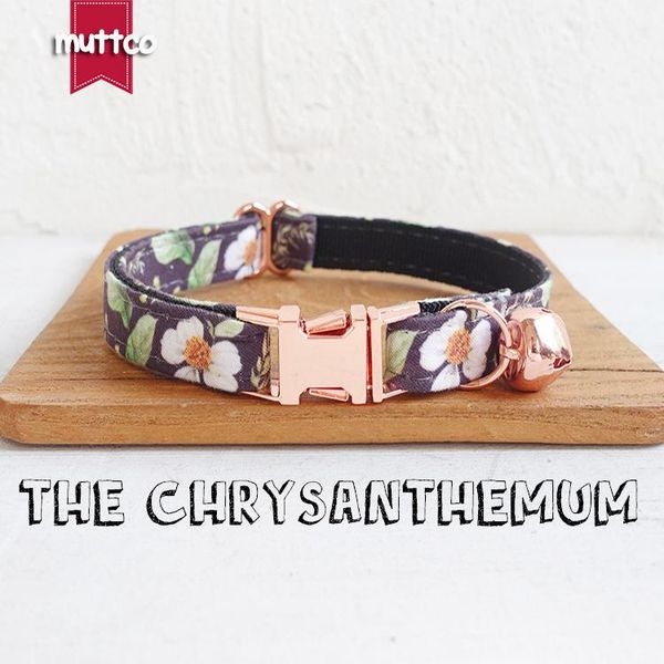 

cat collars & leads 10pcs/lot muttco retail with roes gold metal buckle collar for the chrysanthemum design 2 sizes ucc044m