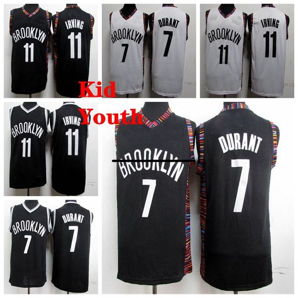 

men kids brooklynnetsbasketball jersey 11 irving kevin 7 durant jerseys 2019 20 city new edition white black youth s-xxl, Black;red