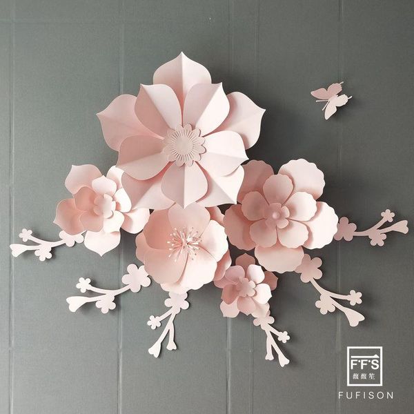 

set21# ffs wedding decoration paper flower wall room party backdrops shopwindow first birthday girl sashes