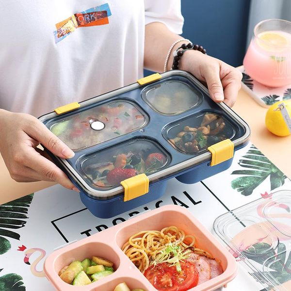 

dinnerware sets 850/1250ml plastic transparent lunch box outdoor portable storage school snack meal container prep bento