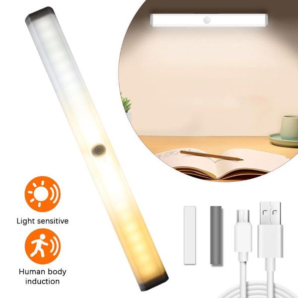 

tri-color adjustable wireless led night light motion sensor usb charging for kitchen cabinet wardrobe lights bedroom