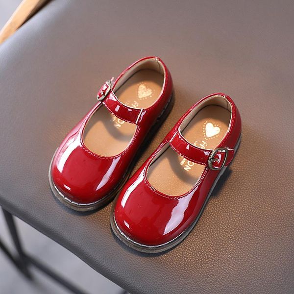 

toddler girl' dress spring autumn flat elegant shoes for kids red leather princess children baby 1 2 3 4 5 6 years, Black;grey