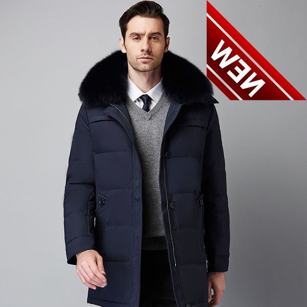 

90% white duck down jacket male winter coat fur collar windproof thick warm men's plus size 4xl 5xl, Black