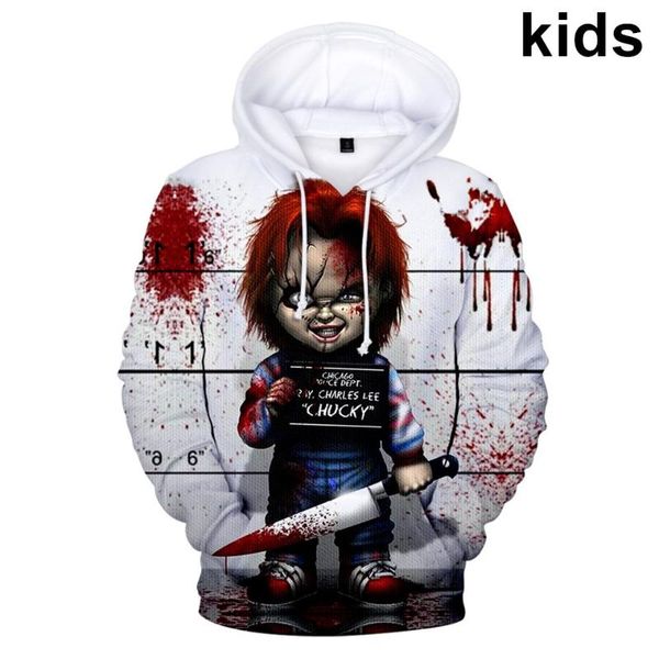 Herren Hoodies Sweatshirts 3 bis 14 Jahre Kinder Hoodie Bride Of Chucky Doll 3D-Druck Junge/Mädchen Jacke Kinderkleidung Sweatshirt Übergroß